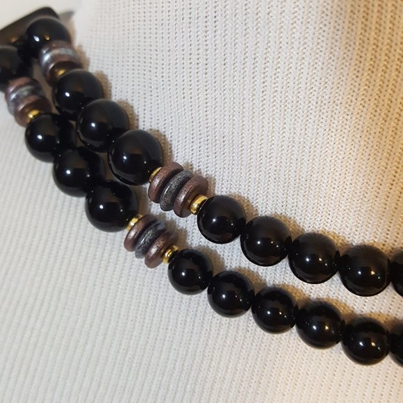 Vintage Statement Piece Necklace Made in Japan Copper Gold Black Silver 16 Inch - Picture 4 of 6